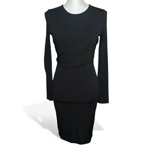 Sixth June Black Ribbed Cut Out Backless Size L Bodycon Dress Long Sleeve NEW - Picture 5 of 8